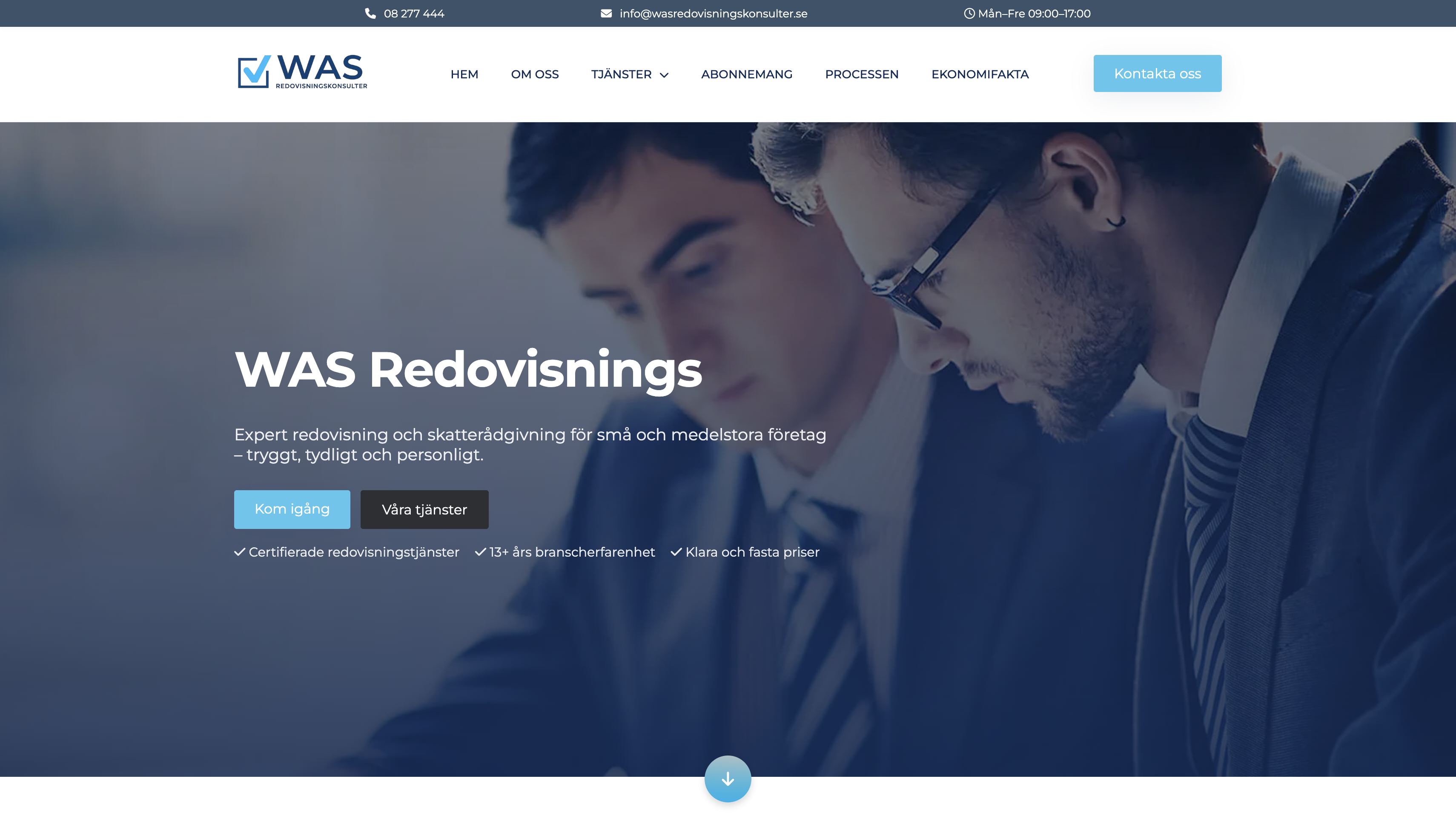 WAS Redovisningskonsulter website homepage